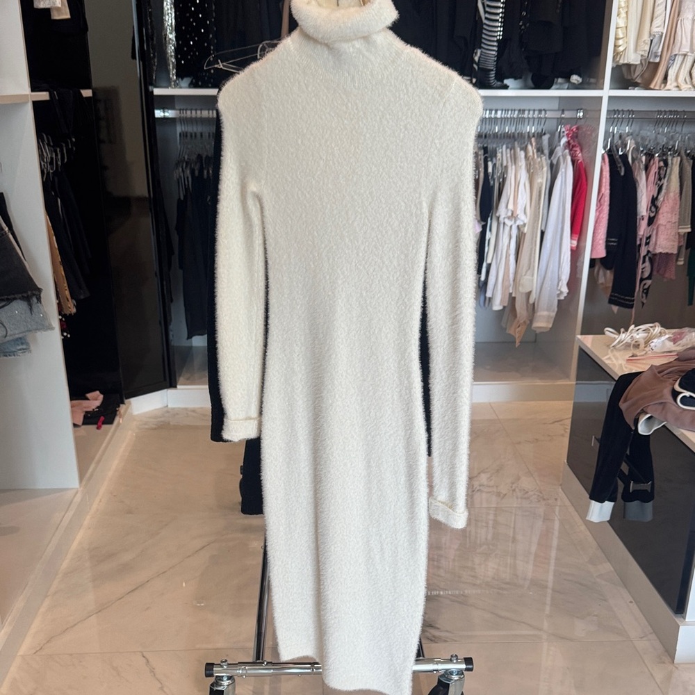 LPA Cream Long Sleeve Turtleneck Dress